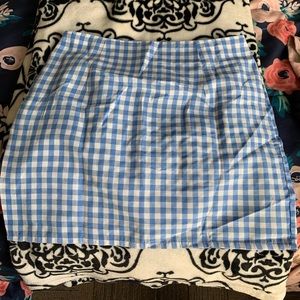 White and blue checkered skirt